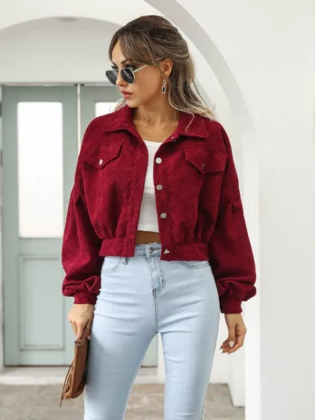 Veste Velours Rouge Femme