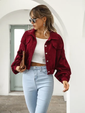 Veste Velours Rouge Femme