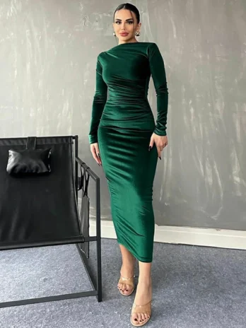 Robe Velours Vert