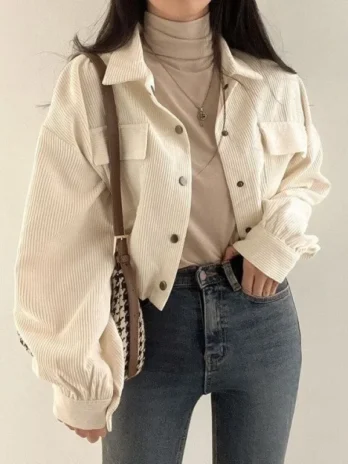 Veste Velours Beige Femme