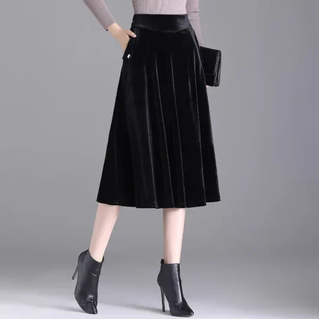 Élégance et douceur réunies : la jupe velours mi-longue pour un style chic et confortable au quotidien !