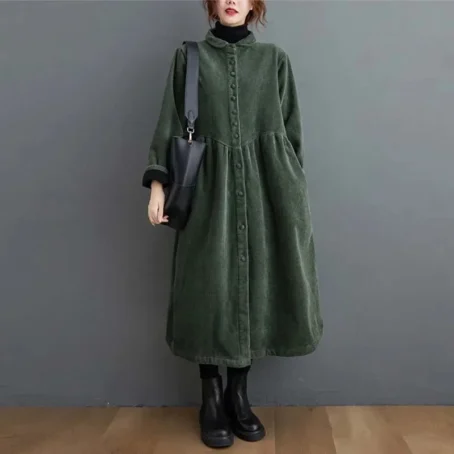 Un manteau long velours côtelé femme, chic et ultra confortable pour un style élégant en toute saison