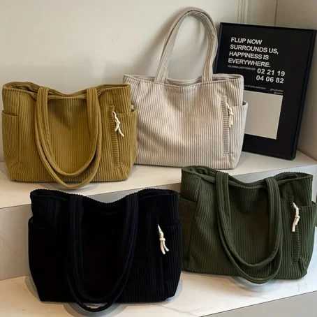 Un sac cabas velours côtelé élégant, pratique et ultra tendance pour un look irrésistible