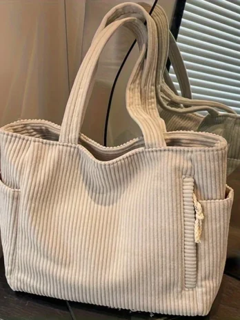 Sac Cabas Velours Côtelé