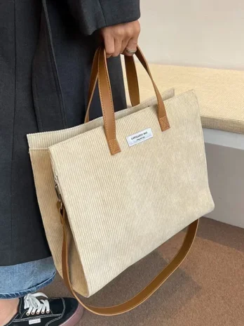 Tote Bag Velours Côtelé