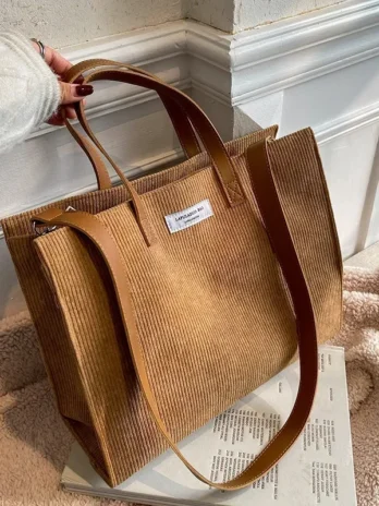 Tote Bag Velours Côtelé