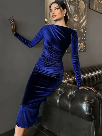 Robe Velours Bleu