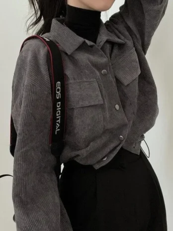 Veste Velours Gris Femme