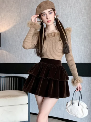 Jupe Courte Velours Femme