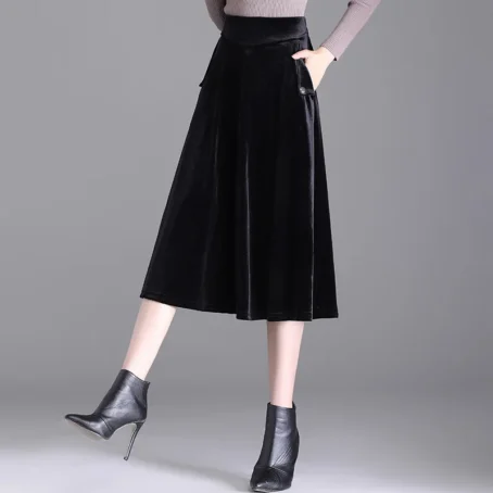 Élégance et douceur réunies : la jupe velours mi-longue pour un style chic et confortable au quotidien !