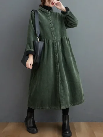 Manteau Long Velours Côtelé Femme