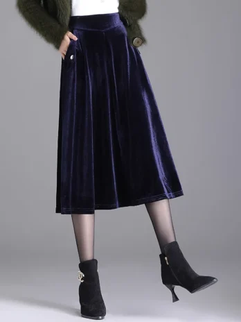 Jupe Velours Mi-Longue