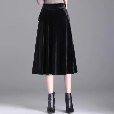 Élégance et douceur réunies : la jupe velours mi-longue pour un style chic et confortable au quotidien !