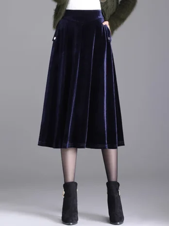 Jupe Velours Mi-Longue