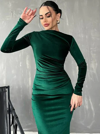 Robe Velours Vert