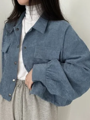 Veste Velours Bleu Femme